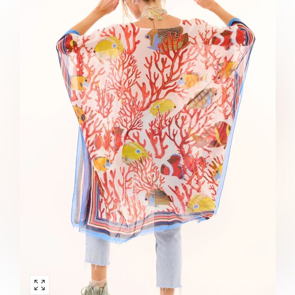 Aratta “Sea of Belief” Hand-Embellished Kimono, OS fits most (up to 2X) NIB